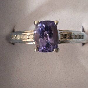 Purple tanzanite ring, 925 silver, size 10